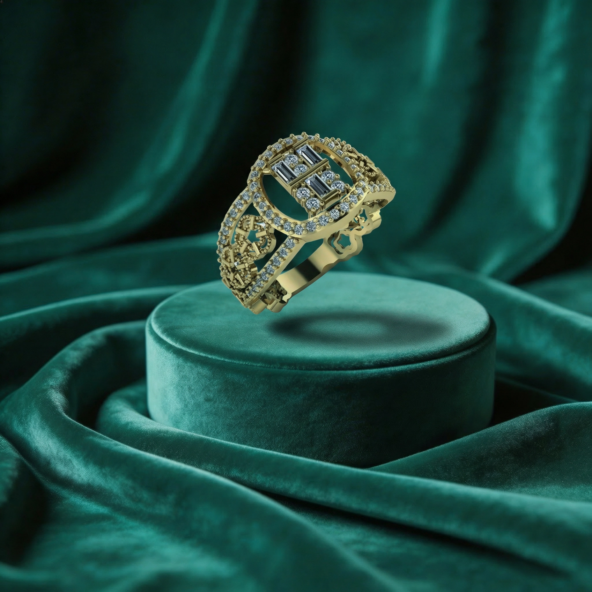 Baget Taşlı Oval Gold Yüzük