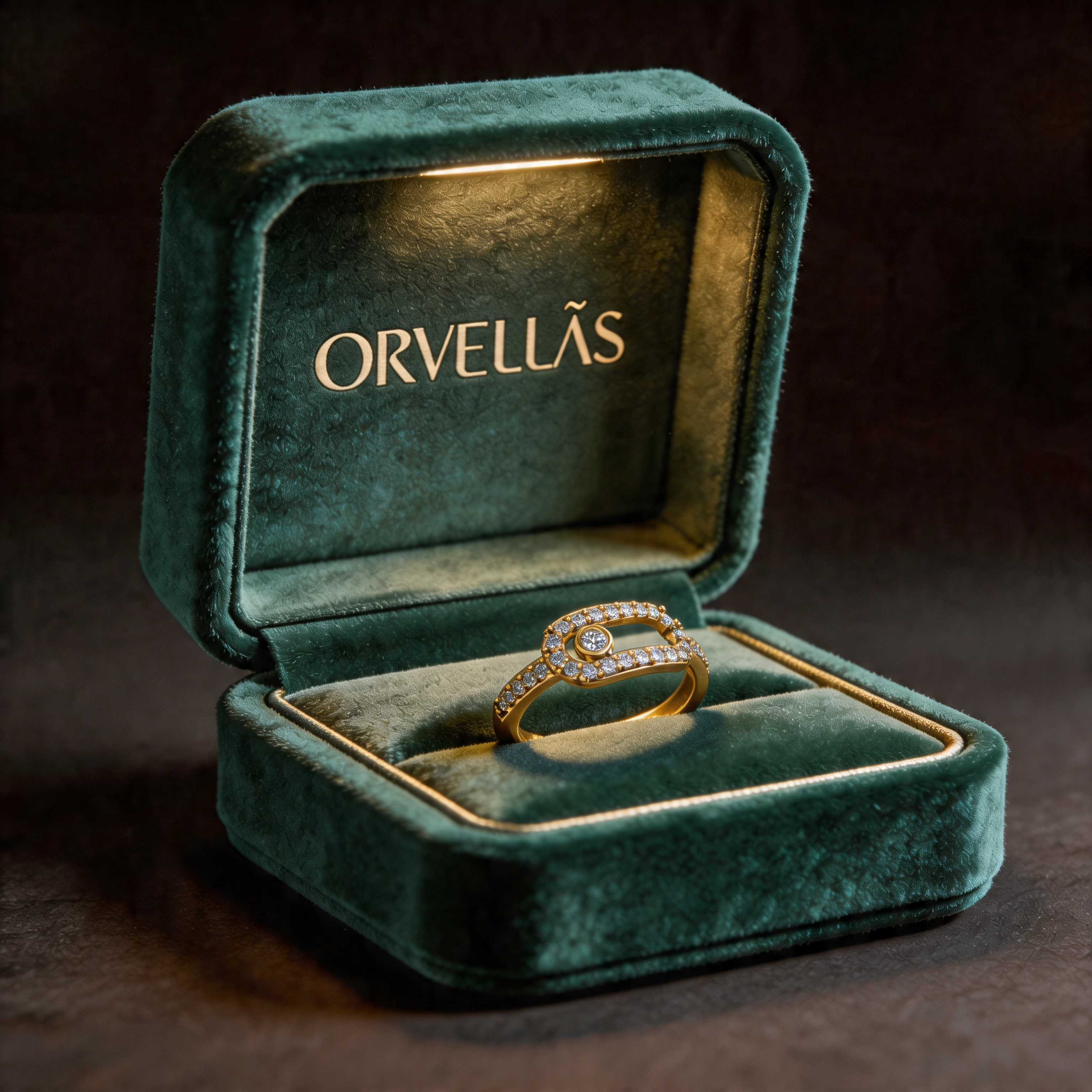Oval Geometrik Taşlı Altın Yüzük
