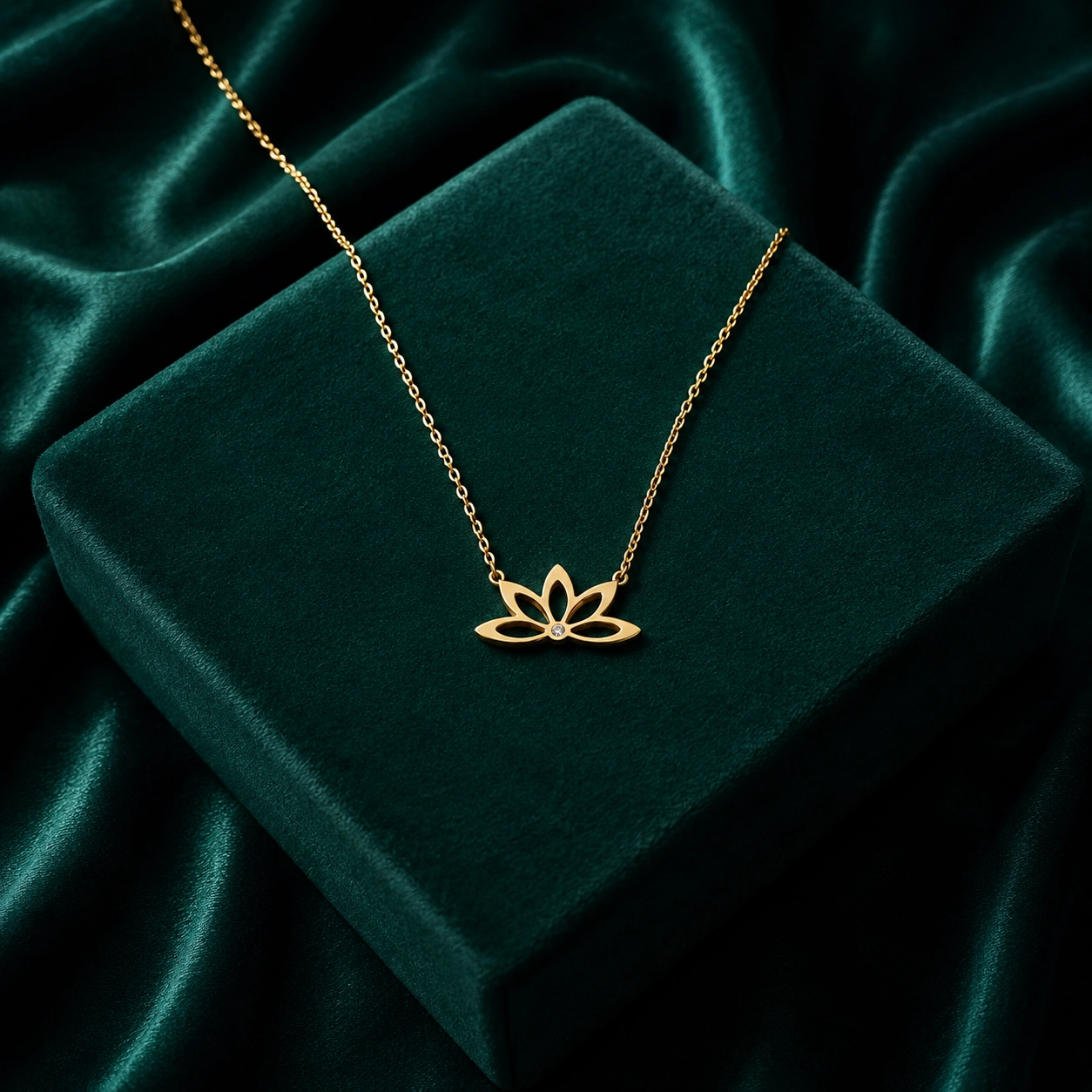 14 Ayar Altın Lotus Çiçeği Kolye