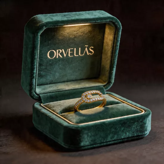 Oval Geometrik Taşlı Altın Yüzük