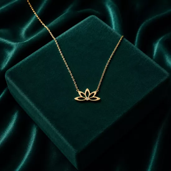 14 Ayar Altın Lotus Çiçeği Kolye