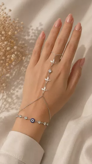 Minimal Kelebek Figürlü Gümüş Şahmeran Bileklik